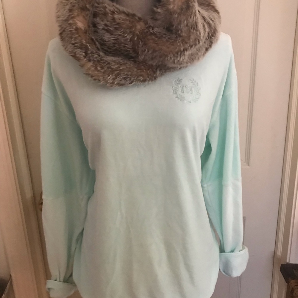 PINK mint velour sweatshirt